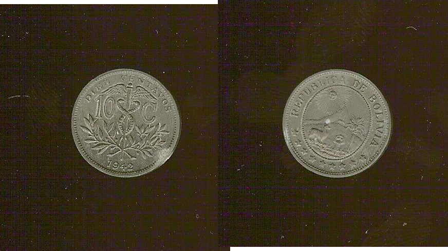 Bolivia 10 centavos 1942 Unc